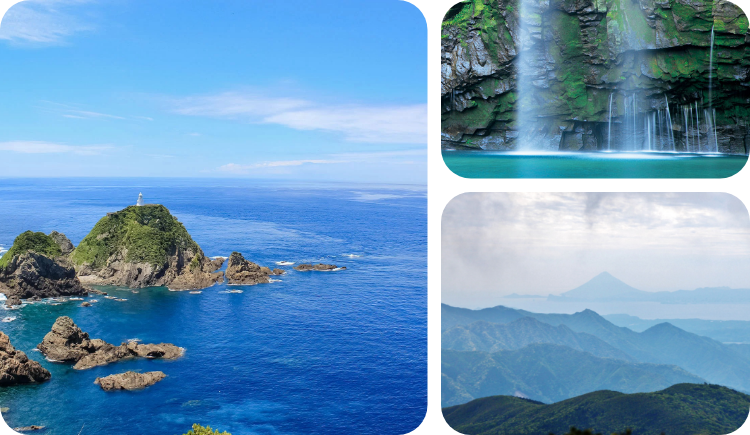 佐多岬、雄川の滝、高隅山系の風景写真